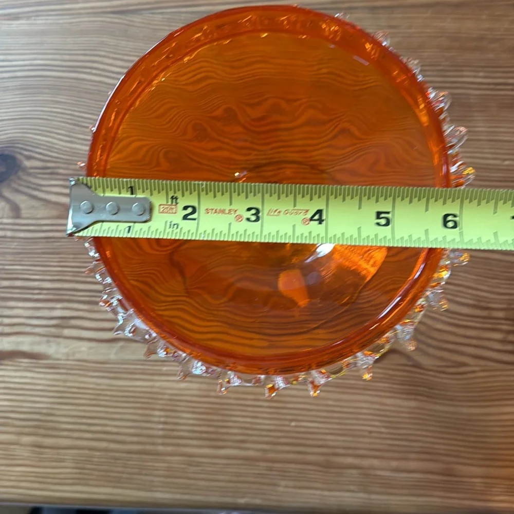 Italian Handblown Orange & Yellow Murano Glass Compote, Bowl or Candy Dish - Picture 8 of 10